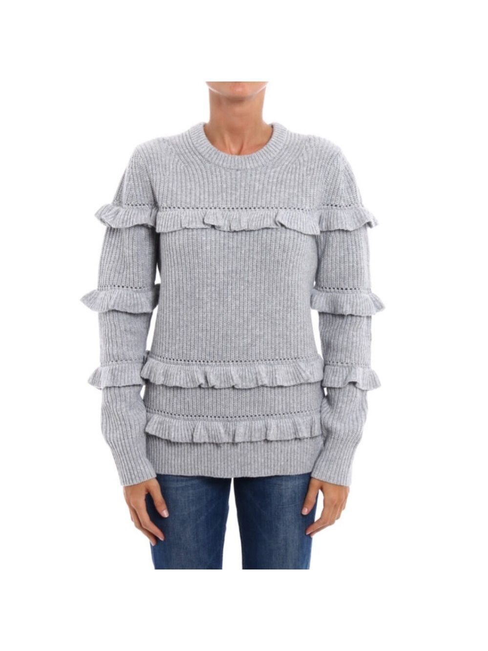 MICHAEL Michael Kors wool cashmere thick ruffle knit sweater M